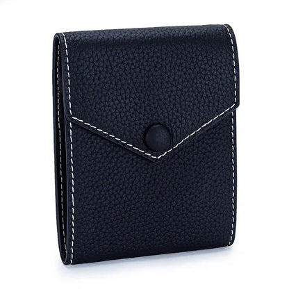 Men Genuine Leather Male Brand Envelope Design Credit Card Case Holder Dollar Money Clip Wallet for Women