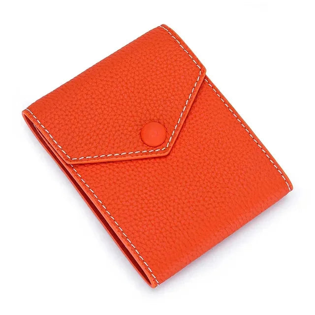 Men Genuine Leather Male Brand Envelope Design Credit Card Case Holder Dollar Money Clip Wallet for Women
