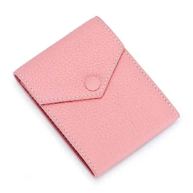 Men Genuine Leather Male Brand Envelope Design Credit Card Case Holder Dollar Money Clip Wallet for Women