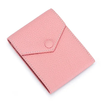 Men Genuine Leather Male Brand Envelope Design Credit Card Case Holder Dollar Money Clip Wallet for Women