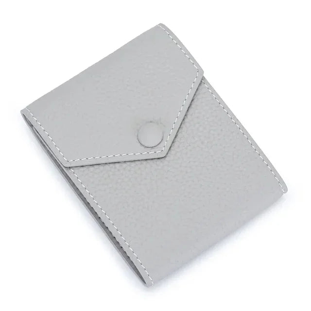Men Genuine Leather Male Brand Envelope Design Credit Card Case Holder Dollar Money Clip Wallet for Women
