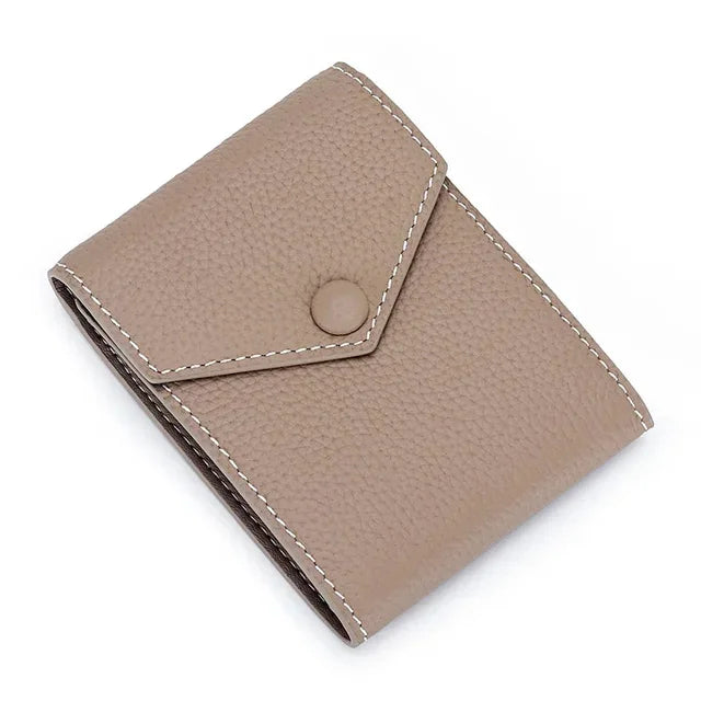Men Genuine Leather Male Brand Envelope Design Credit Card Case Holder Dollar Money Clip Wallet for Women