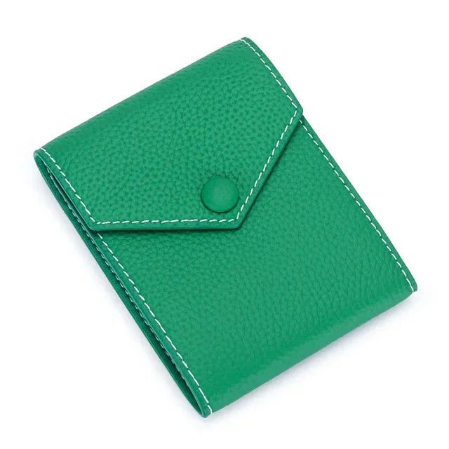 Men Genuine Leather Male Brand Envelope Design Credit Card Case Holder Dollar Money Clip Wallet for Women