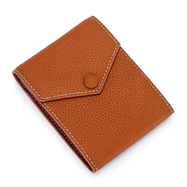 Men Genuine Leather Male Brand Envelope Design Credit Card Case Holder Dollar Money Clip Wallet for Women