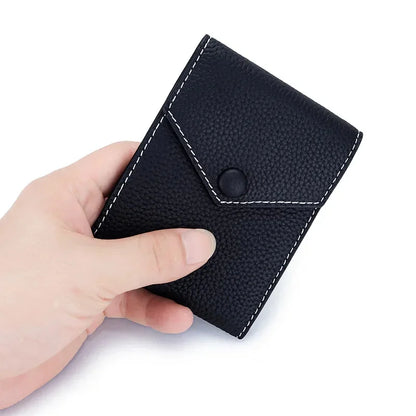 Men Genuine Leather Male Brand Envelope Design Credit Card Case Holder Dollar Money Clip Wallet for Women
