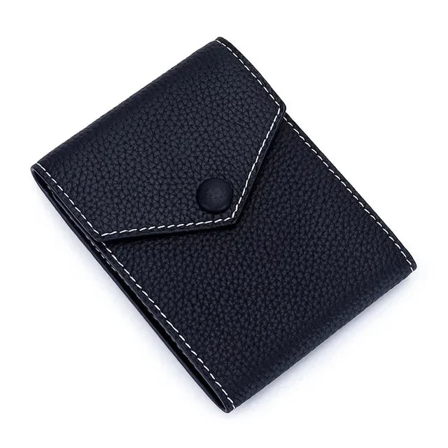 Men Genuine Leather Male Brand Envelope Design Credit Card Case Holder Dollar Money Clip Wallet for Women