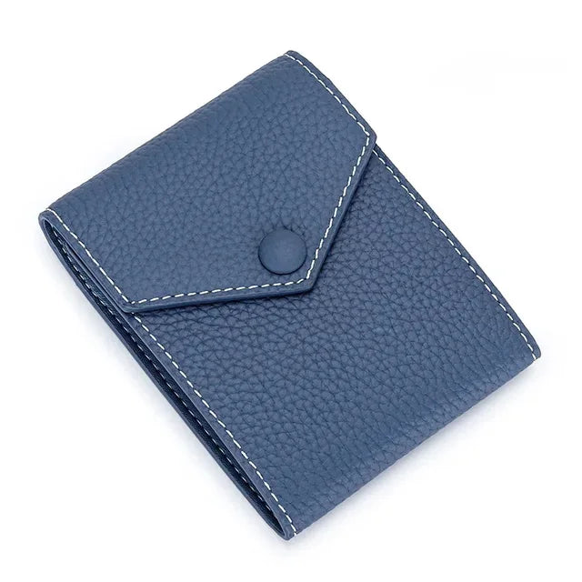 Men Genuine Leather Male Brand Envelope Design Credit Card Case Holder Dollar Money Clip Wallet for Women