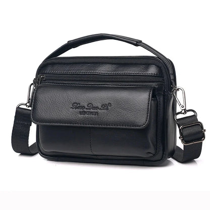 Men Genuine Leather Messenger Crossbody Tote Bags Fanny Waist Pack Multi-Purpose Business One Shoulder Handbag Belt Bag