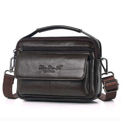 Men Genuine Leather Messenger Crossbody Tote Bags Fanny Waist Pack Multi-Purpose Business One Shoulder Handbag Belt Bag