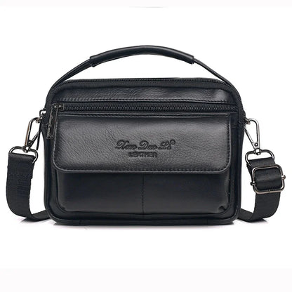 Men Genuine Leather Messenger Crossbody Tote Bags Fanny Waist Pack Multi-Purpose Business One Shoulder Handbag Belt Bag
