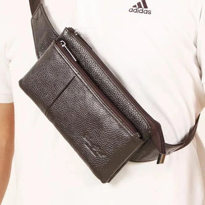 Men Genuine Leather Messenger Sling Chest Day Natural Skin Cowhide Shoulder Crossbody Bum Hip Waist Pack Bag Belt Purse