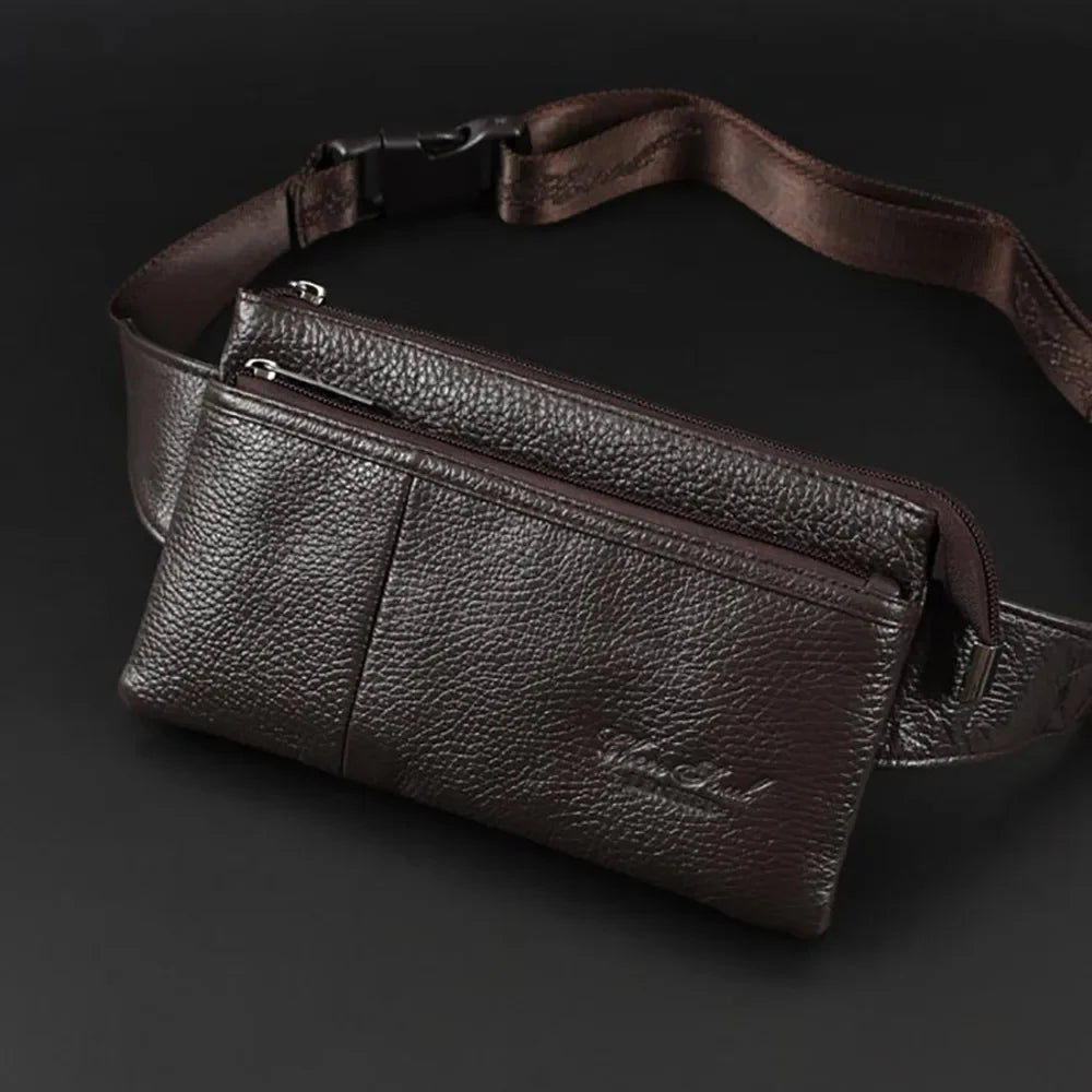 Men Genuine Leather Messenger Sling Chest Day Natural Skin Cowhide Shoulder Crossbody Bum Hip Waist Pack Bag Belt Purse