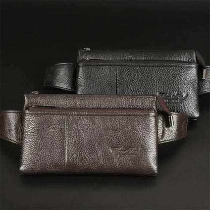 Men Genuine Leather Messenger Sling Chest Day Natural Skin Cowhide Shoulder Crossbody Bum Hip Waist Pack Bag Belt Purse