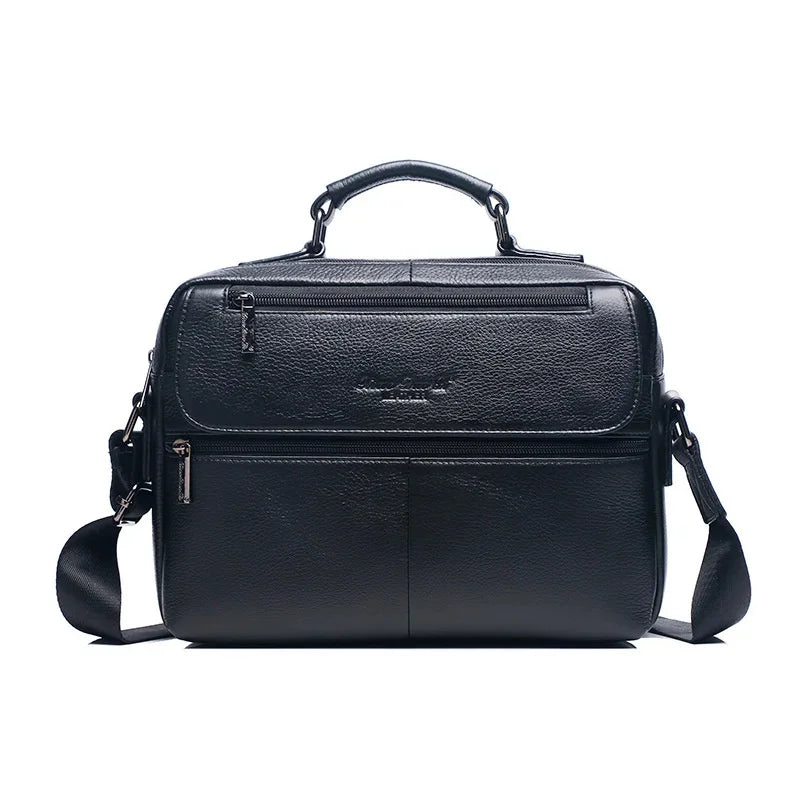 Men Genuine Leather One Shoulder Messenger Handbag Tote Bag Business Male Real Cowhide Briefcase Cross Body Top Handle Bags