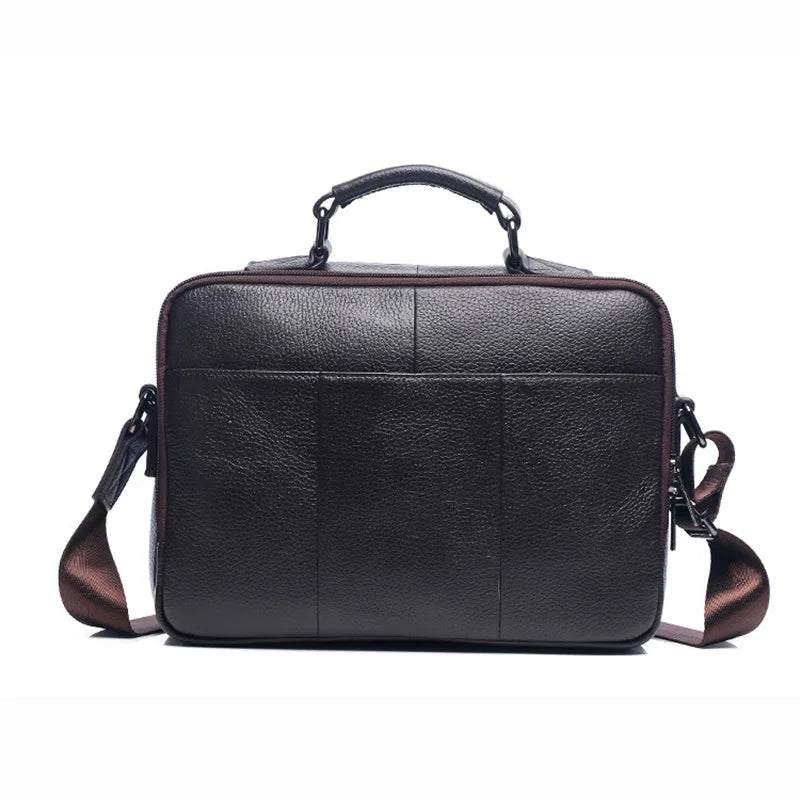 Men Genuine Leather One Shoulder Messenger Handbag Tote Bag Business Male Real Cowhide Briefcase Cross Body Top Handle Bags