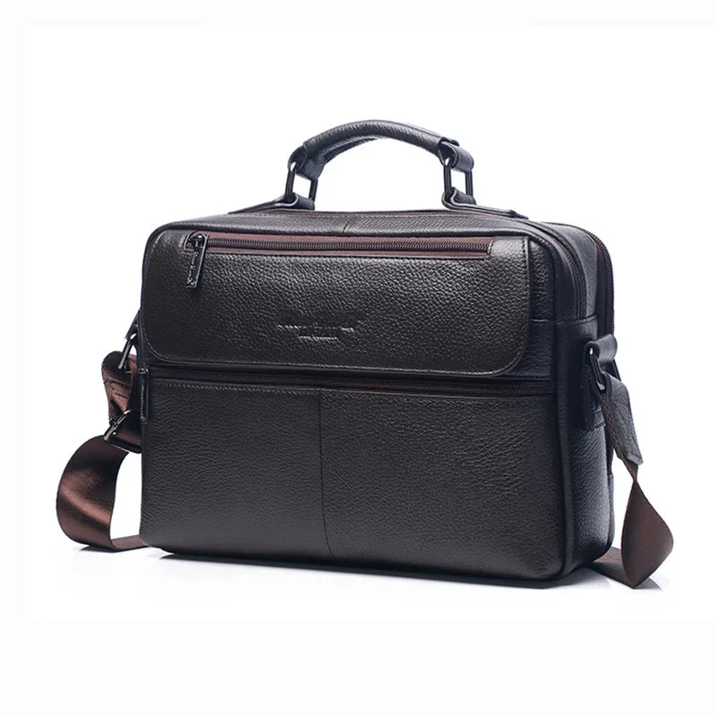 Men Genuine Leather One Shoulder Messenger Handbag Tote Bag Business Male Real Cowhide Briefcase Cross Body Top Handle Bags