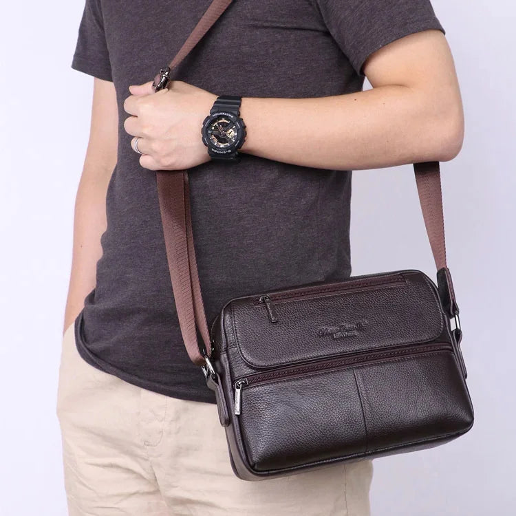 Men Genuine Leather One Shoulder Messenger Handbag Tote Bag Business Male Real Cowhide Briefcase Cross Body Top Handle Bags