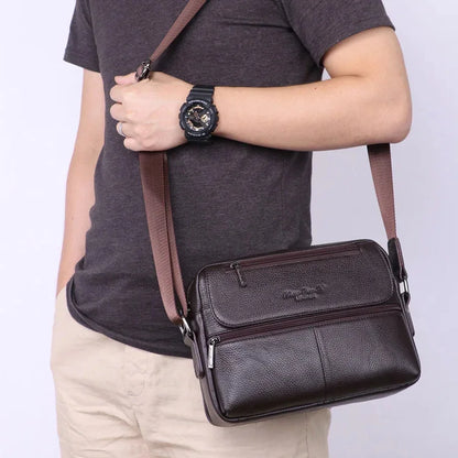 Men Genuine Leather One Shoulder Messenger Handbag Tote Bag Business Male Real Cowhide Briefcase Cross Body Top Handle Bags