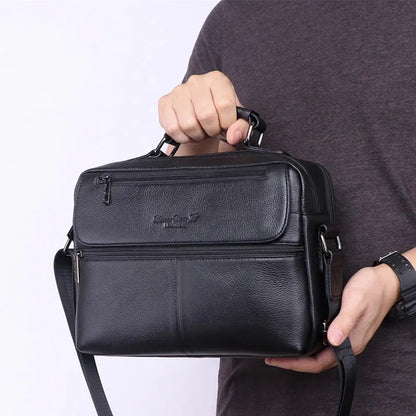 Men Genuine Leather One Shoulder Messenger Handbag Tote Bag Business Male Real Cowhide Briefcase Cross Body Top Handle Bags
