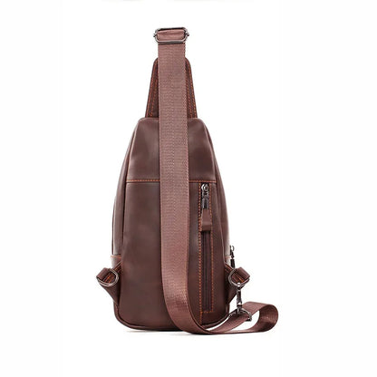 Men Genuine Leather Shoulder Cross body Chest Bag Sling BackpackFashion Travel Designer Real Cowhide Male Side Messenger Bags