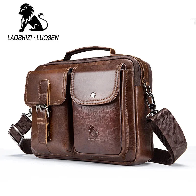 Men Genuine Leather Shoulder men's Handbag Vintage Crossbody Tote Business Man Messenger Bag