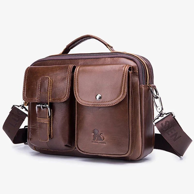 Men Genuine Leather Shoulder men's Handbag Vintage Crossbody Tote Business Man Messenger Bag