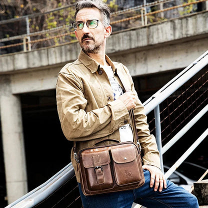 Men Genuine Leather Shoulder men's Handbag Vintage Crossbody Tote Business Man Messenger Bag