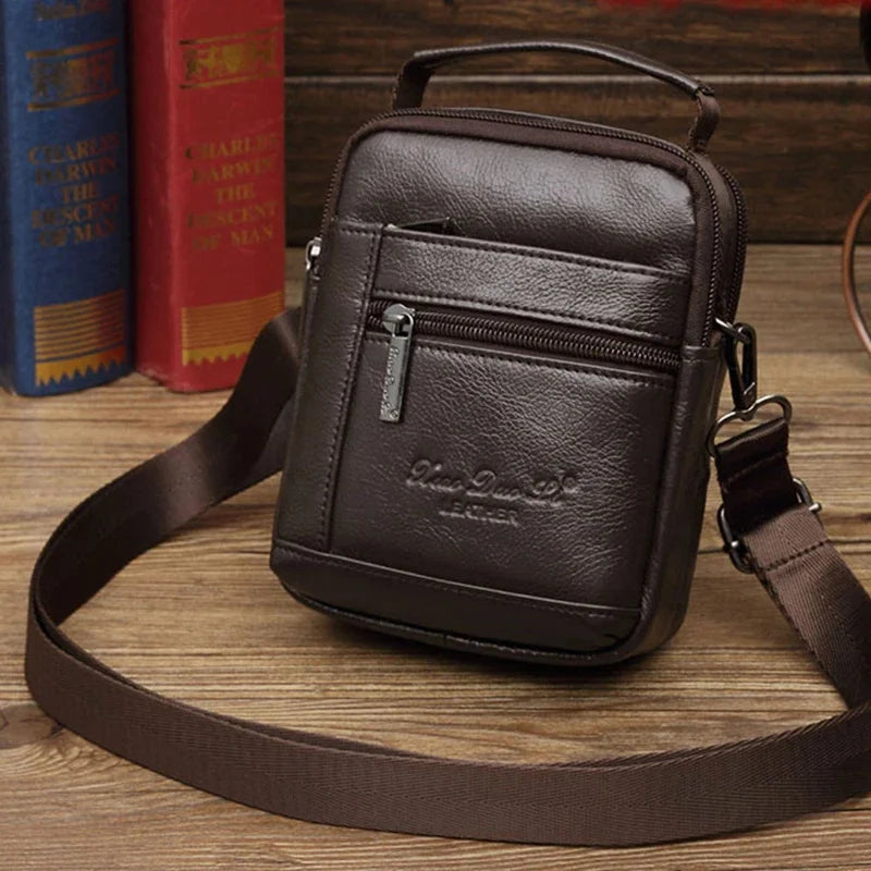 Men Genuine Leather Small Shoulder Messenger Fanny Bags Cross Body Tote Handbag Pocket High Quality Hip Bum Belt Waist Pack New