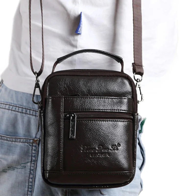Men Genuine Leather Small Shoulder Messenger Fanny Bags Cross Body Tote Handbag Pocket High Quality Hip Bum Belt Waist Pack New