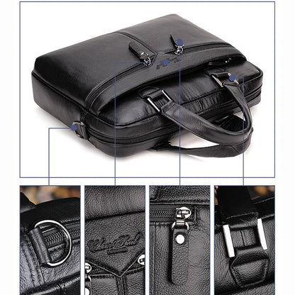Men Genuine Leather Tote Handbag Messenger Briefcase Bag Designer Fashion Male Real Cowhide Business Cross Body Shoulder Bags