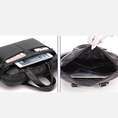 Men Genuine Leather Tote Handbag Messenger Briefcase Bag Designer Fashion Male Real Cowhide Business Cross Body Shoulder Bags