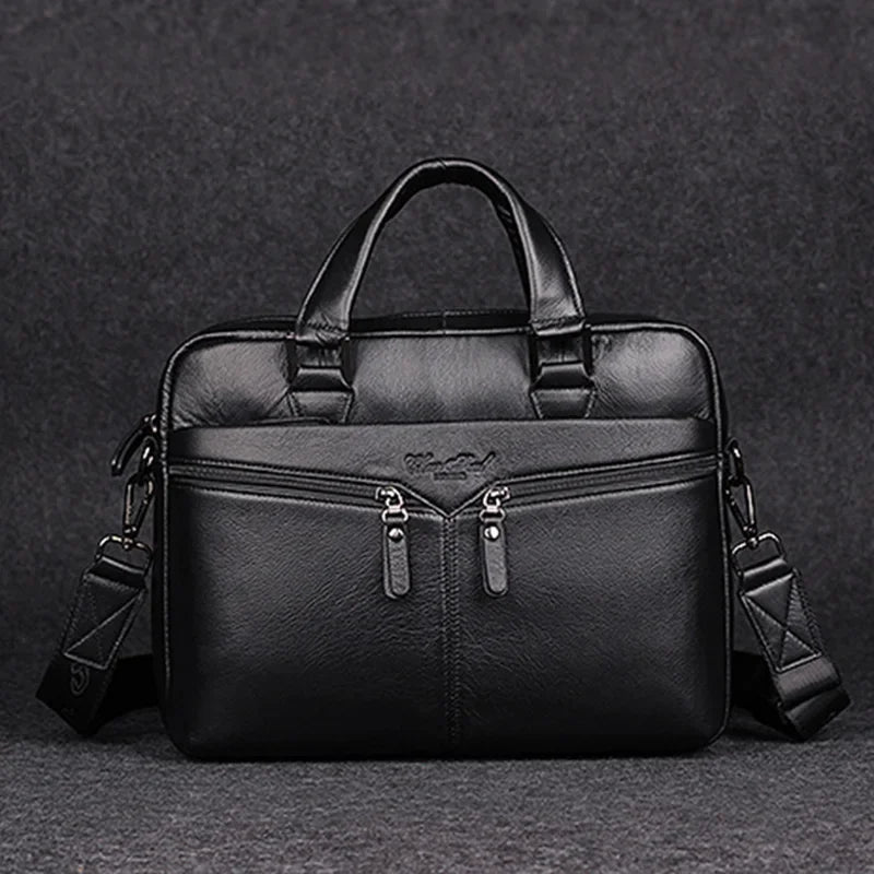 Men Genuine Leather Tote Handbag Messenger Briefcase Bag Designer Fashion Male Real Cowhide Business Cross Body Shoulder Bags