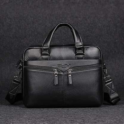 Men Genuine Leather Tote Handbag Messenger Briefcase Bag Designer Fashion Male Real Cowhide Business Cross Body Shoulder Bags