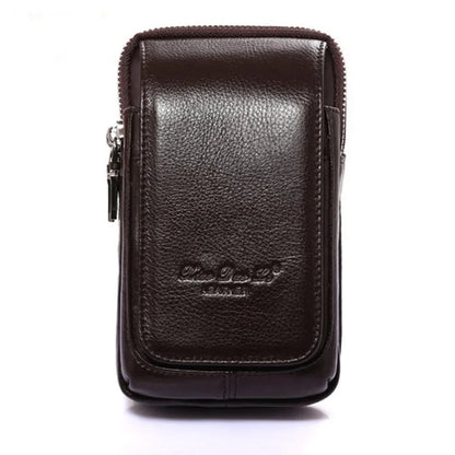 Men Genuine Leather Waist Pack Bag Double Zipper Wallet Cell/Mobile Phone Pocket Cigarette Case Coin Purse Male Fanny Money Bags