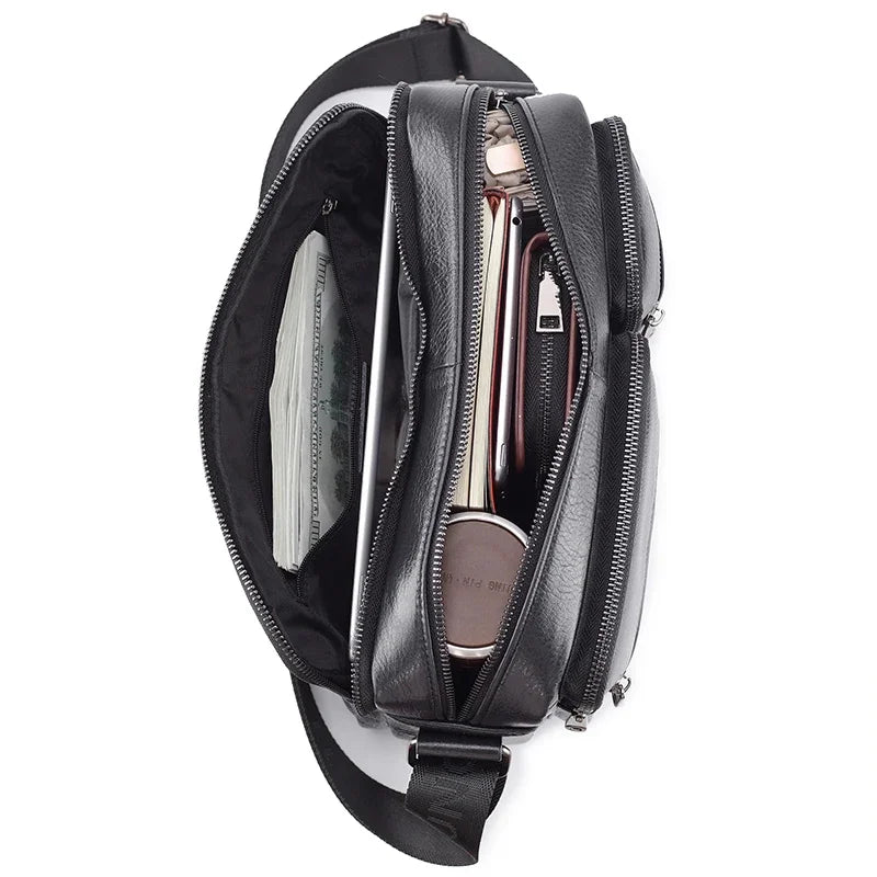 Men Genuine Messenger Male Top Shoulder Bag Men's A4 Paper Cowhide Leather Handbag