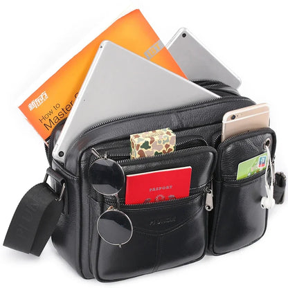 Men Genuine Messenger Male Top Shoulder Bag Men's A4 Paper Cowhide Leather Handbag