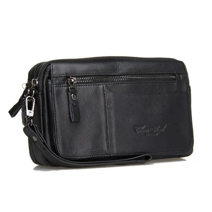 Men Genuine Natural Leather Clutch Wrist Hand Bag Business Wallet Mobile Phone Case Cash Pocket Purse New Male Money Handy Bags