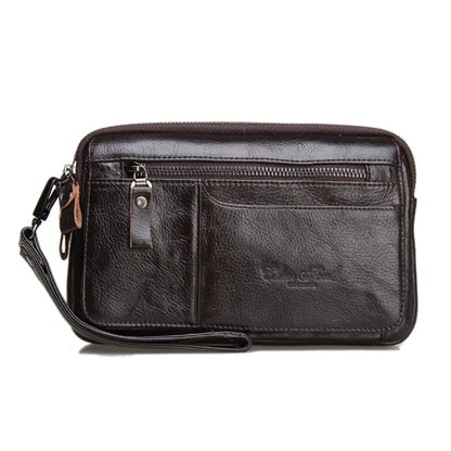 Men Genuine Natural Leather Clutch Wrist Hand Bag Business Wallet Mobile Phone Case Cash Pocket Purse New Male Money Handy Bags