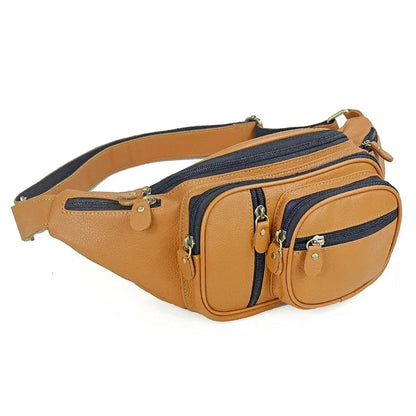 Men Genuine Waist Packs Male Casual Travel Motorcycle Chest s Men's Sling Shoulder Cowhide Leather Fanny Pack Bag