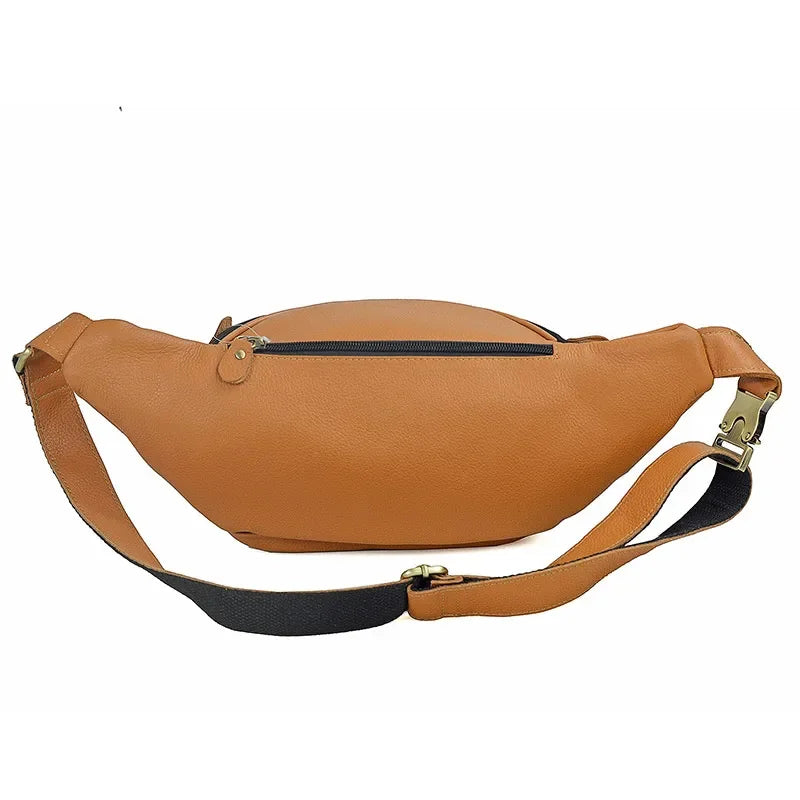 Men Genuine Waist Packs Male Casual Travel Motorcycle Chest s Men's Sling Shoulder Cowhide Leather Fanny Pack Bag