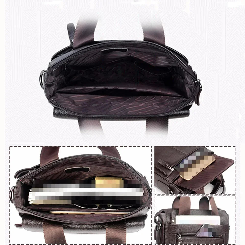 Men Handbag Top Handle Messenger Genuine Leather Business Briefcase Real Cowhide Male Tote Cross body Shoulder Bag