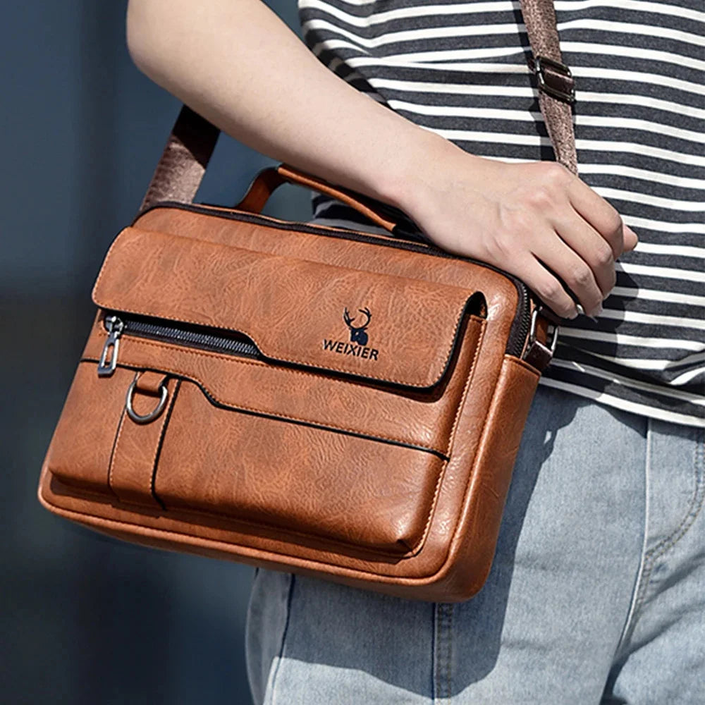 Men Handbag Top Handle s Cross Body Messenger Business Shoulder PU Leather Laptop Male Briefcase Tote Bag