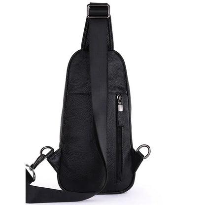 Men High Quality Genuine Leather Cowhide Fashion Chest Sling Back Pack Riding Cross Body Messenger Single Shoulder Bag