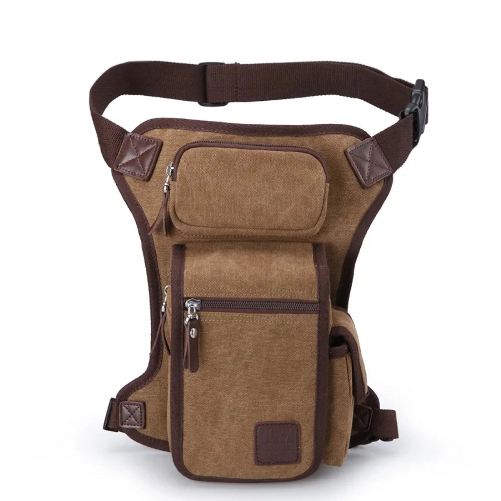 Men Hip Belt Waist Fanny Pack Pocket Military Male Motorcycle Rider Travel Assault High Quality Canvas Thigh Leg Drop Bag