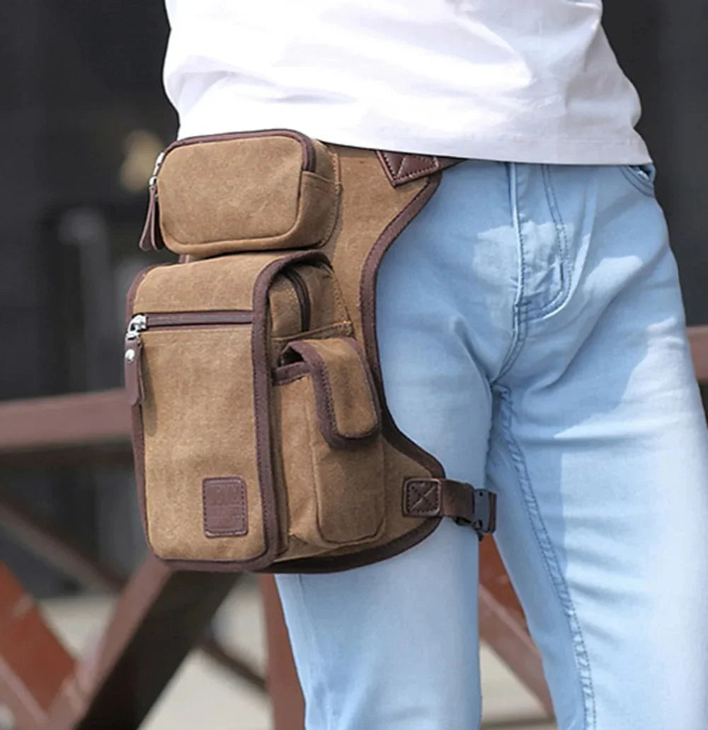 Men Hip Belt Waist Fanny Pack Pocket Military Male Motorcycle Rider Travel Assault High Quality Canvas Thigh Leg Drop Bag