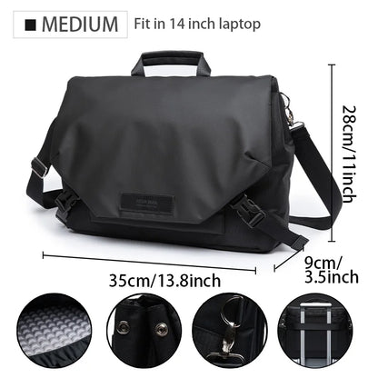 Men Large Capacity Crossbody Bag Waterproof Multi-function Messenger Bag Black Unisex Traveling Business Sling Bag