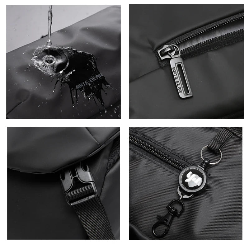 Men Large Capacity Crossbody Bag Waterproof Multi-function Messenger Bag Black Unisex Traveling Business Sling Bag