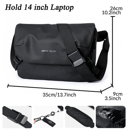 Men Large Capacity Crossbody Bag Waterproof Multi-function Messenger Bag Black Unisex Traveling Business Sling Bag