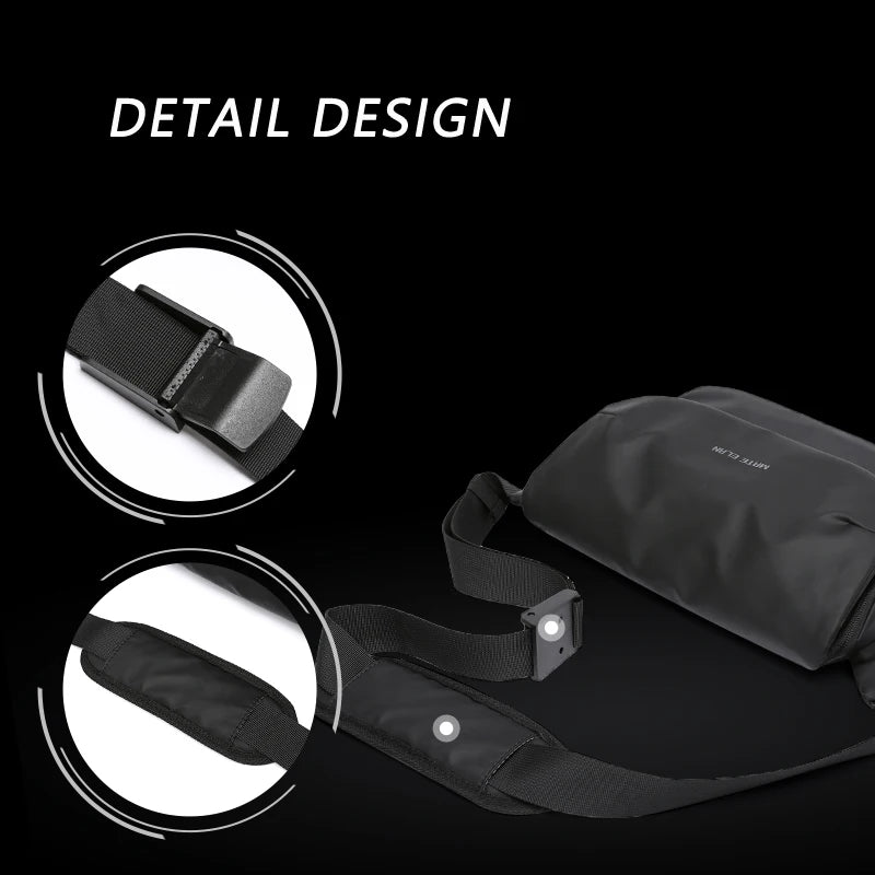 Men Large Capacity Crossbody Bag Waterproof Multi-function Messenger Bag Black Unisex Traveling Business Sling Bag