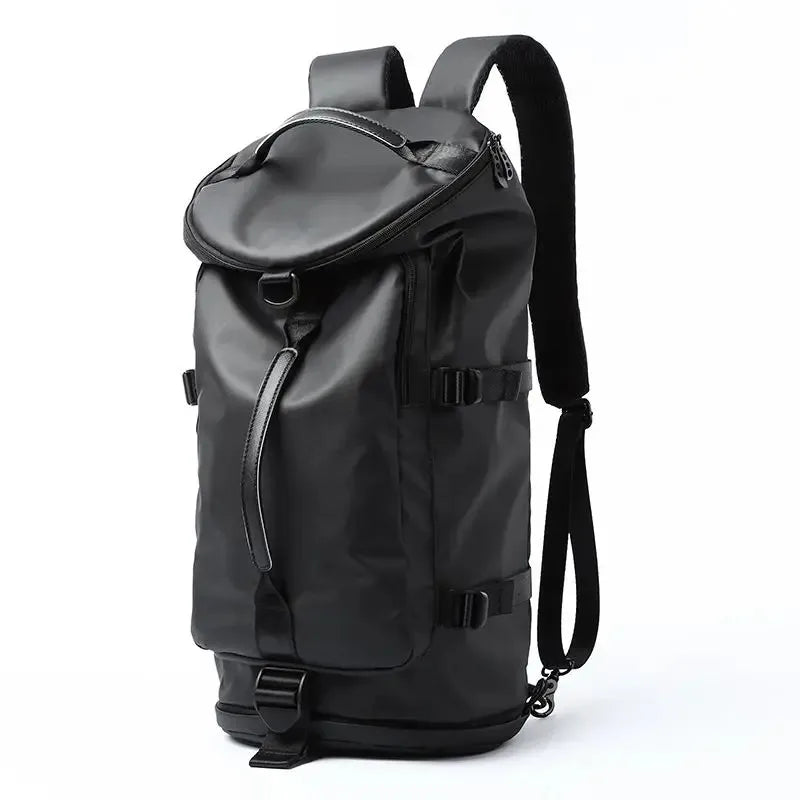 Men Leather Bucket Backpack Multifunctional Travel Bag Large Capacity Luggage Male Backpacks Travel Shoulder Bags